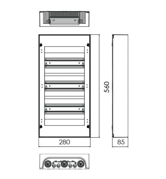 S336 Quadro Distribuio Saliente 3 Fila 36 Mdulos Branco