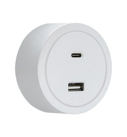 41819 R-Electric Magnetic USB A+C Socket with LED White