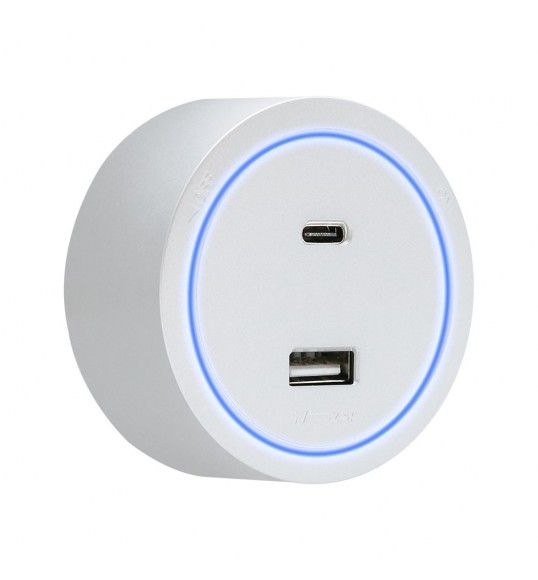 41819 R-Electric Magnetic USB A+C Socket with LED White