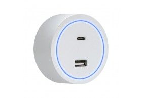 41819 R-Electric Magnetic USB A+C Socket with LED White