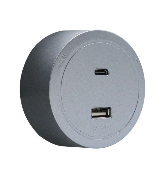 41796 R-Electric USB A+C Magnetic Socket Grey