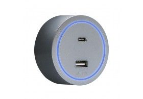 41826 R-Electric Magnetic USB A+C Socket with LED Grey