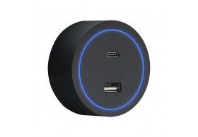 41833 R-Electric Magnetic USB A+C Socket with LED Black