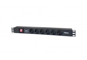 290695 Painel 6 Tomadas Schuko c/ Int. 19, 1U
