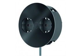 931150 TWIST power strip 2x SCHUKO + 2m cable + plug (black)