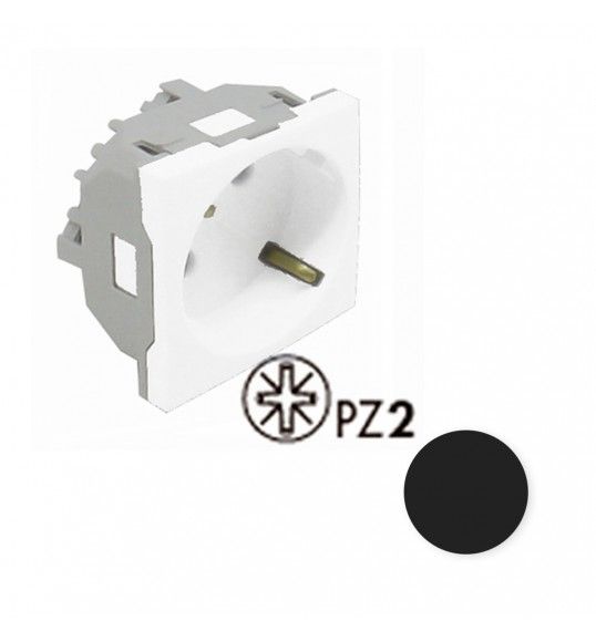45132 SPM TOMADA SCHUKO C/OBTURADOR - 2 M�D PRETA MATE
