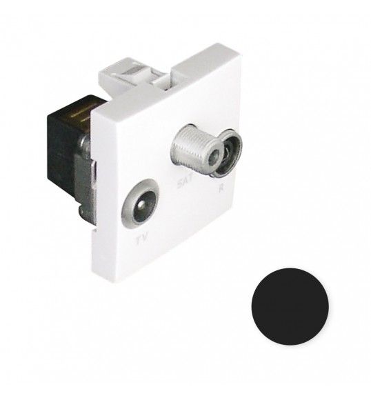 45543 SPM TOMADA R-TV-SAT ESTRELA - 2 M�D PRETA MATE