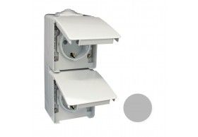 48860CCZ Efapel Double safety schuko socket, vertical grey