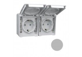 48865CCZ Efapel TOMADA DUPLA SCHUKO HORIZ C/OBTUR CINZENTA