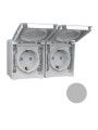 48865CCZ Efapel TOMADA DUPLA SCHUKO HORIZ C/OBTUR CINZENTA