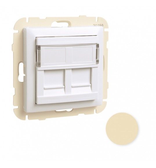 90442SMF TAPA C/SOPORTE P/DOS CONECTORES RJ45 MARFIL