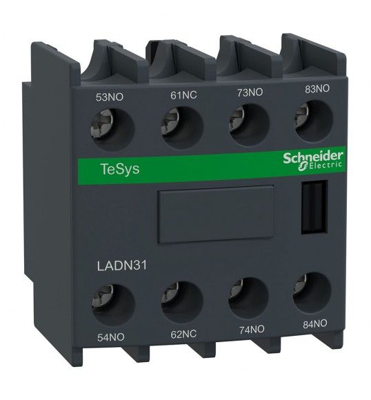 LADN31 Schneider Bloc de contacts auxiliaires frontal 3 NO + 1 NC pour contacteurs TeSys mod�le D