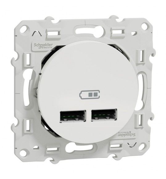 S520407 Schneider Double USB charger 2.1A white Odace