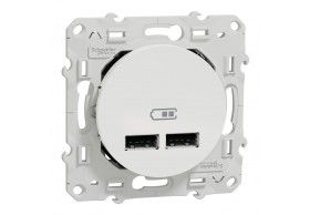 S520407 Schneider Double USB charger 2.1A white Odace