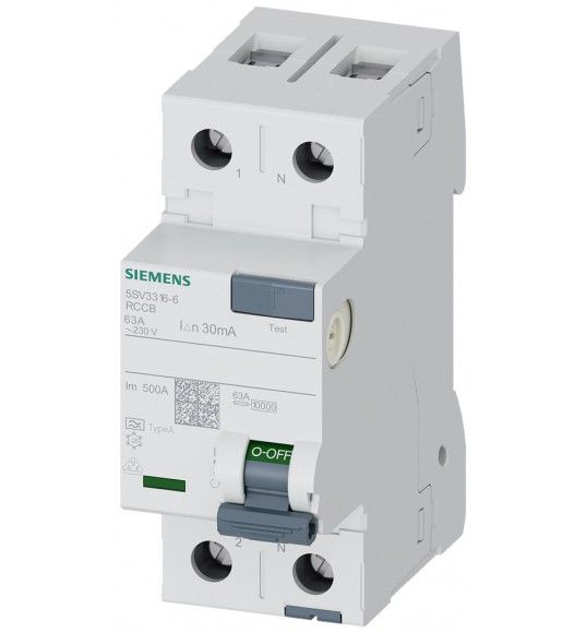 5SV3316-6 Siemens FI-Schutzschalter Typ A 2-polig 63A 30mA