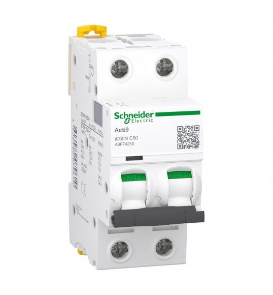 A9F74250 Disjuntor IC60N 2P, 50A, Curva C, 10kA