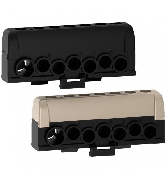 R9H13411P Schneider Resi9 - 2 Insulated Terminal Bar 7 holes (1x35+6x16) Black and Grey