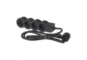 694553 Flache Steckdosenleiste 4x Steckdose, 1,5 Meter Kabel Farbe: Schwarz