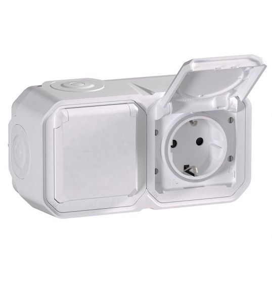 069772L Legrand Tomada schuko dupla horiz. sal. branco Plexo