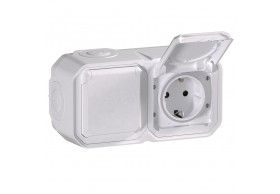 069772L Legrand Tomada schuko dupla horiz. sal. branco Plexo