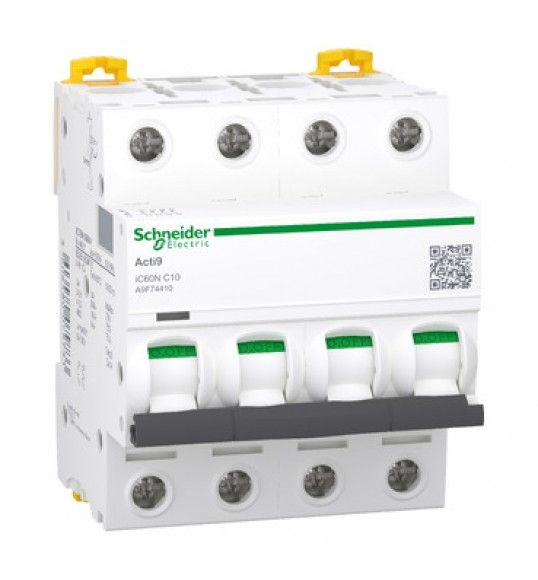 A9F74410 Schneider Acti9 iC60N Disjoncteur 4P 10A Courbe C